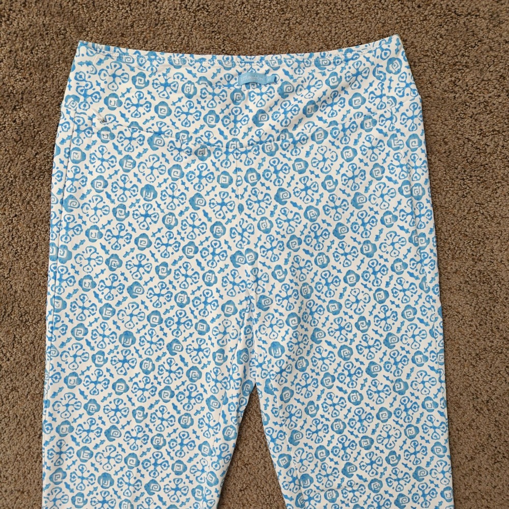 J.McLaughlin Lexie‎ Leggings Womens XS Blue White Geometric Tile Print Cropped - Picture 3 of 14
